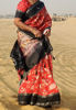 Picture of Vibrant Red floral bird print soft silk saree
